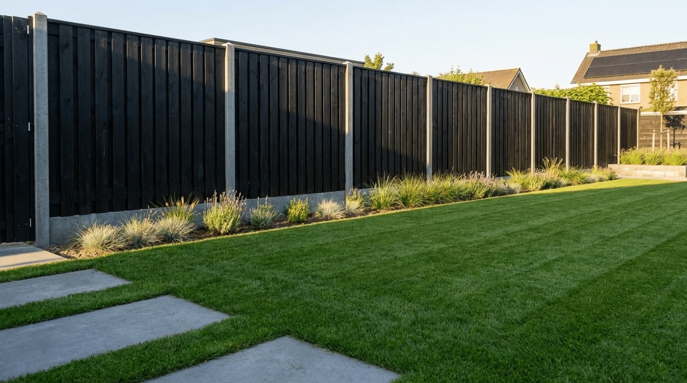 Schutting Beton Palen Zwart Totaal Tuin Friesland